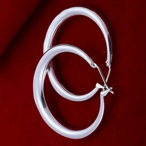 Jewelry - .925 Silver chunky smooth tube hoops